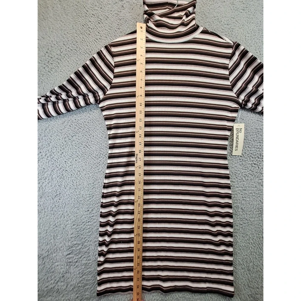 No Boundaries Knit‎ Sweater Dress Womens L Multi Striped Long Sleeve Turtleneck